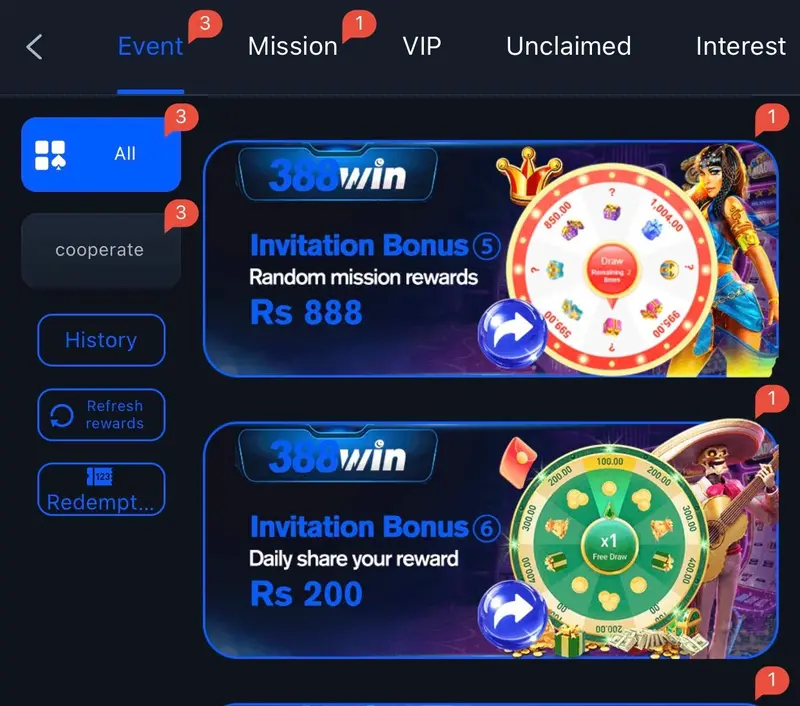 388Win Game bonuses
